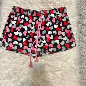 Plush Heart Print Lounge Shorts